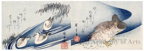 Utagawa Hiroshige: Seagull (Oyster Bird) {left}, Wild Geese {right} - Honolulu Museum of Art