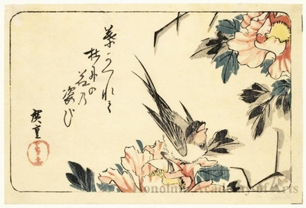 Utagawa Hiroshige: Swallow and Pink Peonies - Honolulu Museum of Art