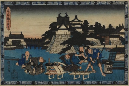 Utagawa Hiroshige: Act 3: A scene outside the castle of Kamakura at Early Dawn - Honolulu Museum of Art