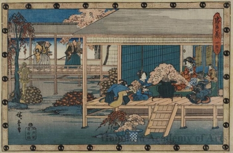 歌川広重: Act 4: A Large Room Overlooking the Garden at Enya's Castle in Edo - ホノルル美術館