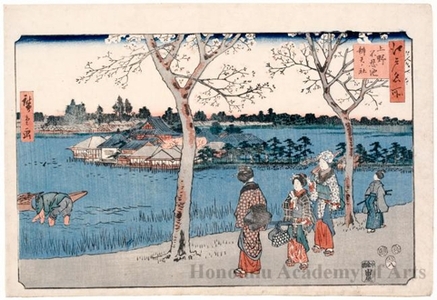 歌川広重: Benten Shrine at Shinobazu Pond, Ueno - ホノルル美術館