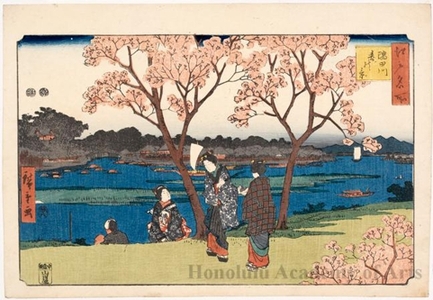 Utagawa Hiroshige: Spring View of Sumida River - Honolulu Museum of Art