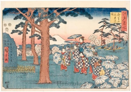 Utagawa Hiroshige: Flower Viewing at Asuka Mountain - Honolulu Museum of Art