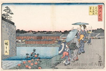 Utagawa Hiroshige, 歌川広重 (Utagawa Hiroshige)による浮世絵「Konpira Shrine and Aoi Slope, outside Toranomon Gate」