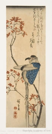 Utagawa Hiroshige: Monkey and Red Maples - Honolulu Museum of Art