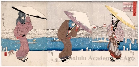 Utagawa Hiroshige: Evening Snow at Asakusa - Honolulu Museum of Art