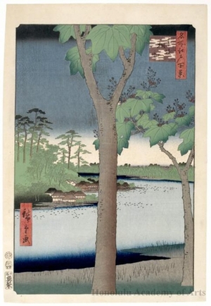 Utagawa Hiroshige, 歌川広重 (Utagawa Hiroshige)による浮世絵「Akasaka Kiribatake」