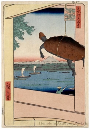 Utagawa Hiroshige: Mannen Bridge, Fukagawa - Honolulu Museum of Art