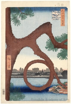 歌川広重: Moon Pine, Ueno - ホノルル美術館