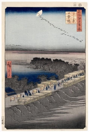 Utagawa Hiroshige: Nihon Embankment, Yoshiwara - Honolulu Museum of Art