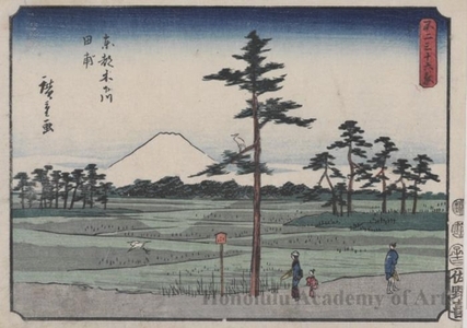 Utagawa Hiroshige: Rice Fields near the Kinoshita River in the Eastern Capital - Honolulu Museum of Art