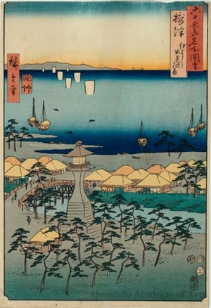 Utagawa Hiroshige: Settsu Province, Idemi Beach in Sumiyoshi - Honolulu Museum of Art