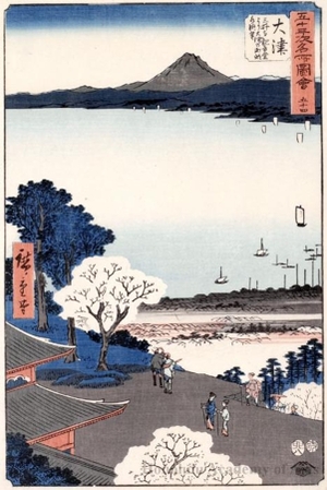 Utagawa Hiroshige: View of Lake Biwa and the Town of Ötsu from the Building Dedicated to Kannon at Mii Temple (Station #54) - Honolulu Museum of Art