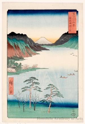 歌川広重: Lake Suwa in Shinano Province - ホノルル美術館