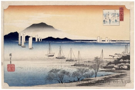 Utagawa Hiroshige: Returning Sails at Yabase - Honolulu Museum of Art