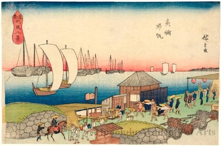 歌川広重: Returning Sails at Takanawa - ホノルル美術館