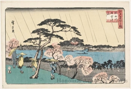 Utagawa Hiroshige: Blossoms in Rain along the Sumida River - Honolulu Museum of Art