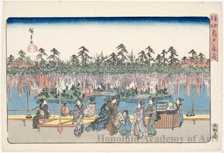 Utagawa Hiroshige: Wisteria Flowers at Kameido - Honolulu Museum of Art