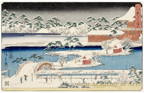 Utagawa Hiroshige, 歌川広重 (Utagawa Hiroshige)による浮世絵「Kameido Tenmangü Shrine」