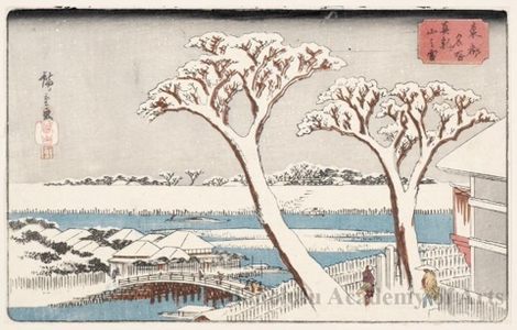 Utagawa Hiroshige: Matsuchi Mountain in Snow - Honolulu Museum of Art