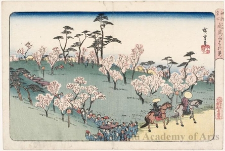 歌川広重: Blossom Viewing at Asuka Mountain - ホノルル美術館