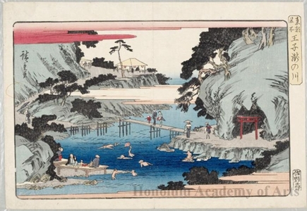 歌川広重: Takinogawa River, Öji - ホノルル美術館