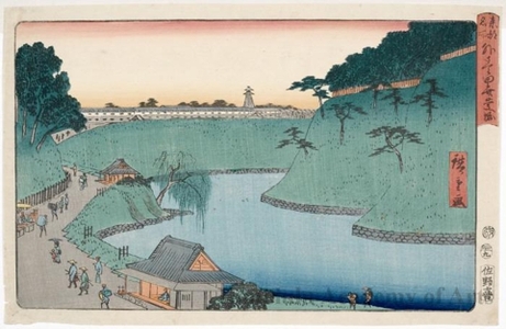 Utagawa Hiroshige: Outer Sakurada and Benkei Moat - Honolulu Museum of Art