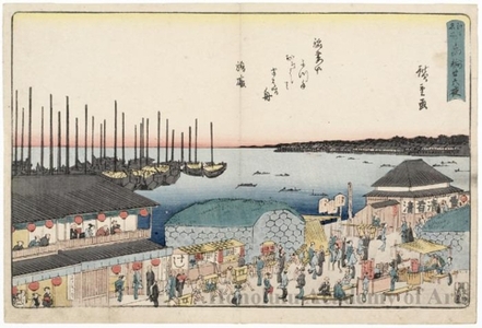 Utagawa Hiroshige, 歌川広重 (Utagawa Hiroshige)による浮世絵「Waiting for the Moon on the Twenty-six Night in Takanawa」