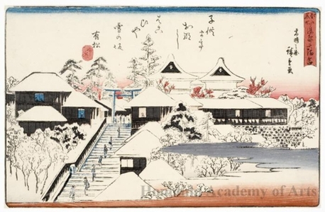 Utagawa Hiroshige: Clearing after a Snowfall at Yushima Tenmangü Shrine - Honolulu Museum of Art