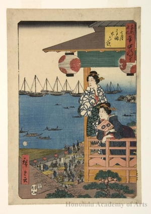 Utagawa Hiroshige: Seventh Month: The Twenty-sixth Night, Takanawa - Honolulu Museum of Art