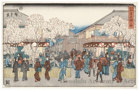 歌川広重: Nakanochö in the Yoshiwara District - ホノルル美術館