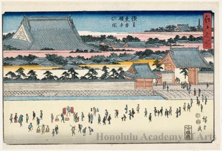 Utagawa Hiroshige: Higashi Honganji Temple, Asakusa - Honolulu Museum of Art