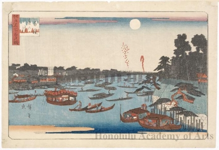 Utagawa Hiroshige: Summer Moon over Ryögoku - Honolulu Museum of Art