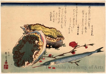 Utagawa Hiroshige: Halfbreak, Abalone & Peach Blossoms - Honolulu Museum of Art