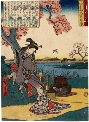 歌川広重: The Origins of Otamagaike Pond in Kanda - ホノルル美術館