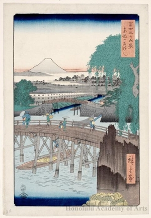 Utagawa Hiroshige: Ichikoku Bridge in the Eastern Capital - Honolulu Museum of Art