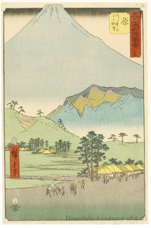 Utagawa Hiroshige: Mt. Fuji and Mt. Ashitaka from Hara (Station #14) - Honolulu Museum of Art