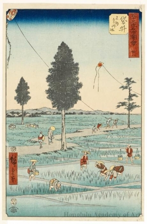 Utagawa Hiroshige: Enshü Kites, A Famous Product of Fukuroi (Station #28) - Honolulu Museum of Art