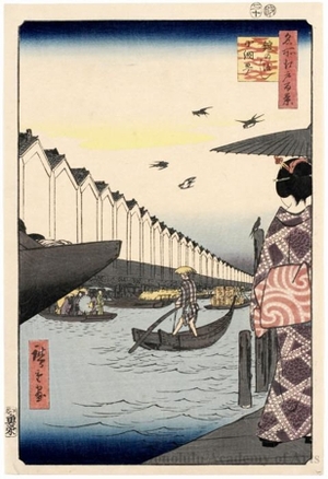 歌川広重: Yoroi Ferry, Koami-chö - ホノルル美術館
