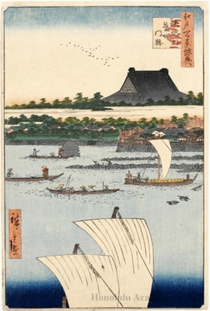 Utagawa Hiroshige: Teppözu and Tsukiji Honganji Temple - Honolulu Museum of Art
