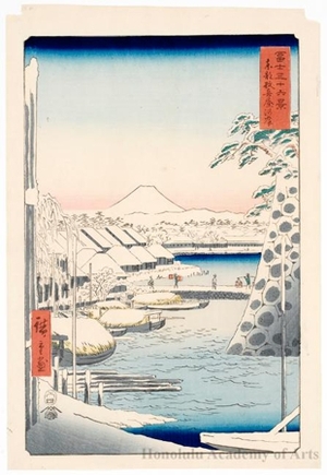 Utagawa Hiroshige: Sukiya Embankment in the Eastern Capital - Honolulu Museum of Art