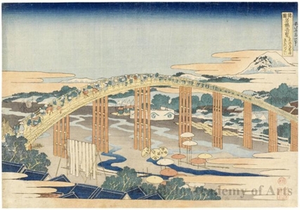 葛飾北斎: Yahagi Bridge at Okazaki on the Tökaidö - ホノルル美術館