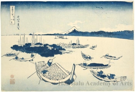葛飾北斎: Tsukuda Island in Musashi Province - ホノルル美術館