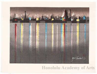 Sekino Junichirö: Yokkaichi: Oil Refinery Complex at Night - ホノルル美術館