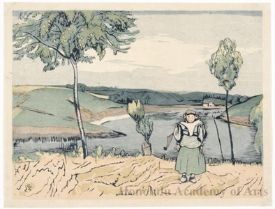 山本鼎: Breton Landscape - ホノルル美術館