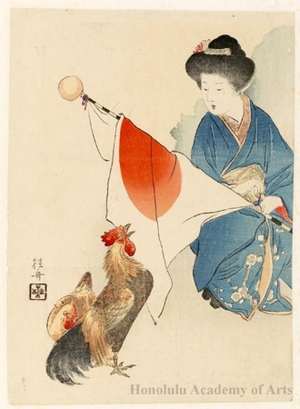 武内桂舟: A Cock Crows - ホノルル美術館