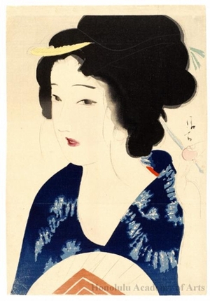 Kaburagi Kiyokata: Young Woman with Fan (Descriptive Title) - Honolulu Museum of Art