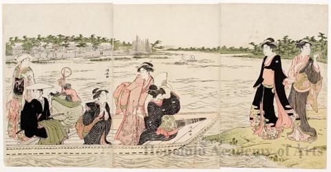 鳥居清長: The Sumida River Ferry - ホノルル美術館