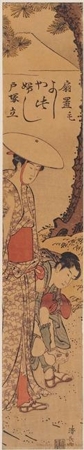 Torii Kiyonaga: A Woman and a Young Man Travelling - Honolulu Museum of Art