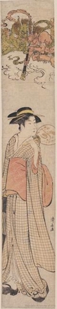 鳥居清長: Thunder gods watching a geisha through a telescope - ホノルル美術館